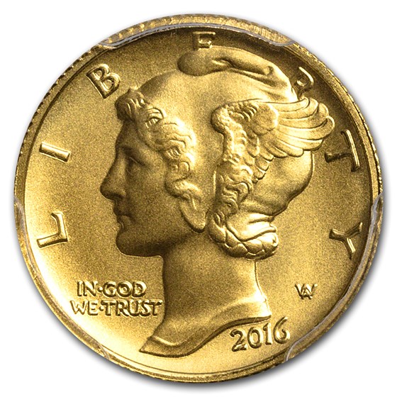 2016-W 1/10 oz Gold Mercury Dime SP-70 PCGS