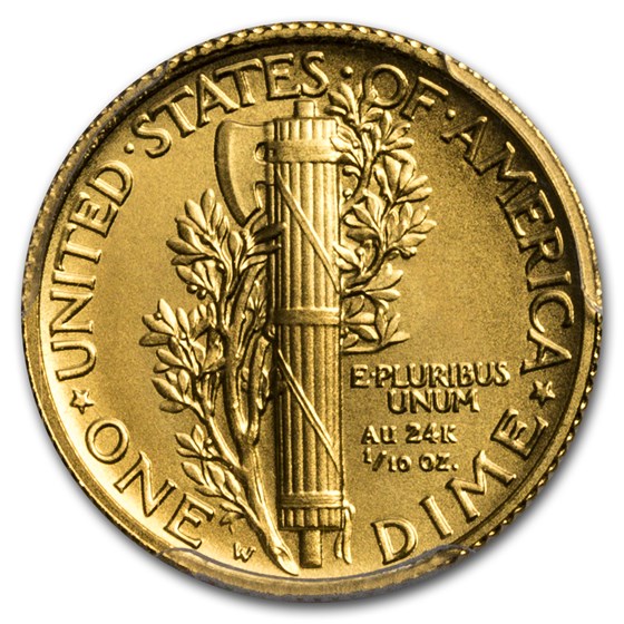 2016-W 1/10 oz Gold Mercury Dime SP-70 PCGS
