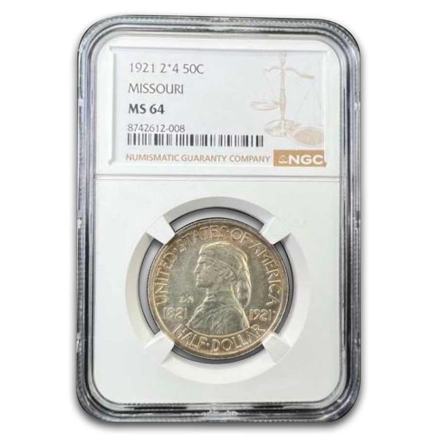 1921 Missouri Half Dollar 2*4 Centennial MS-64 NGC