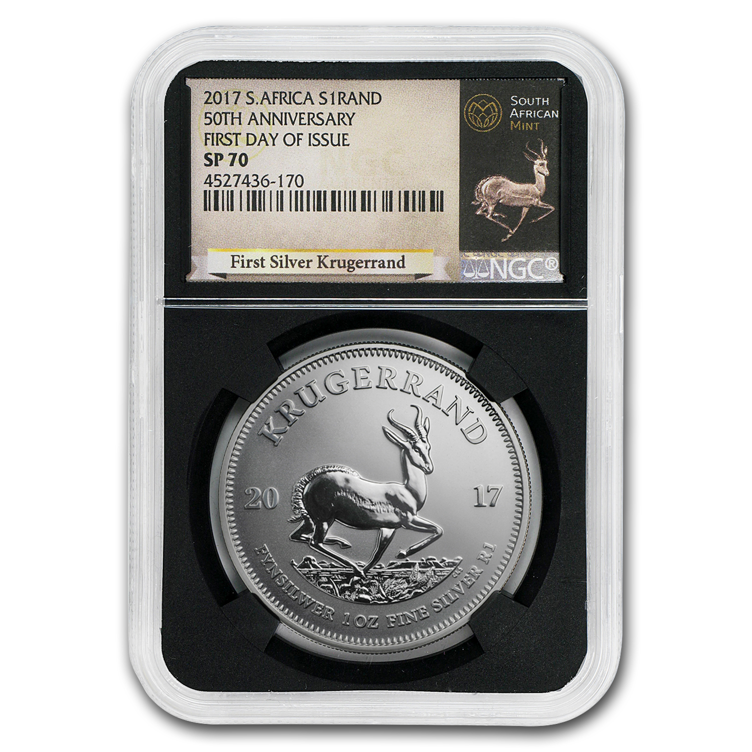 2017 South Africa 1 oz Silver Krugerrand SP-70 NGC (FDI)