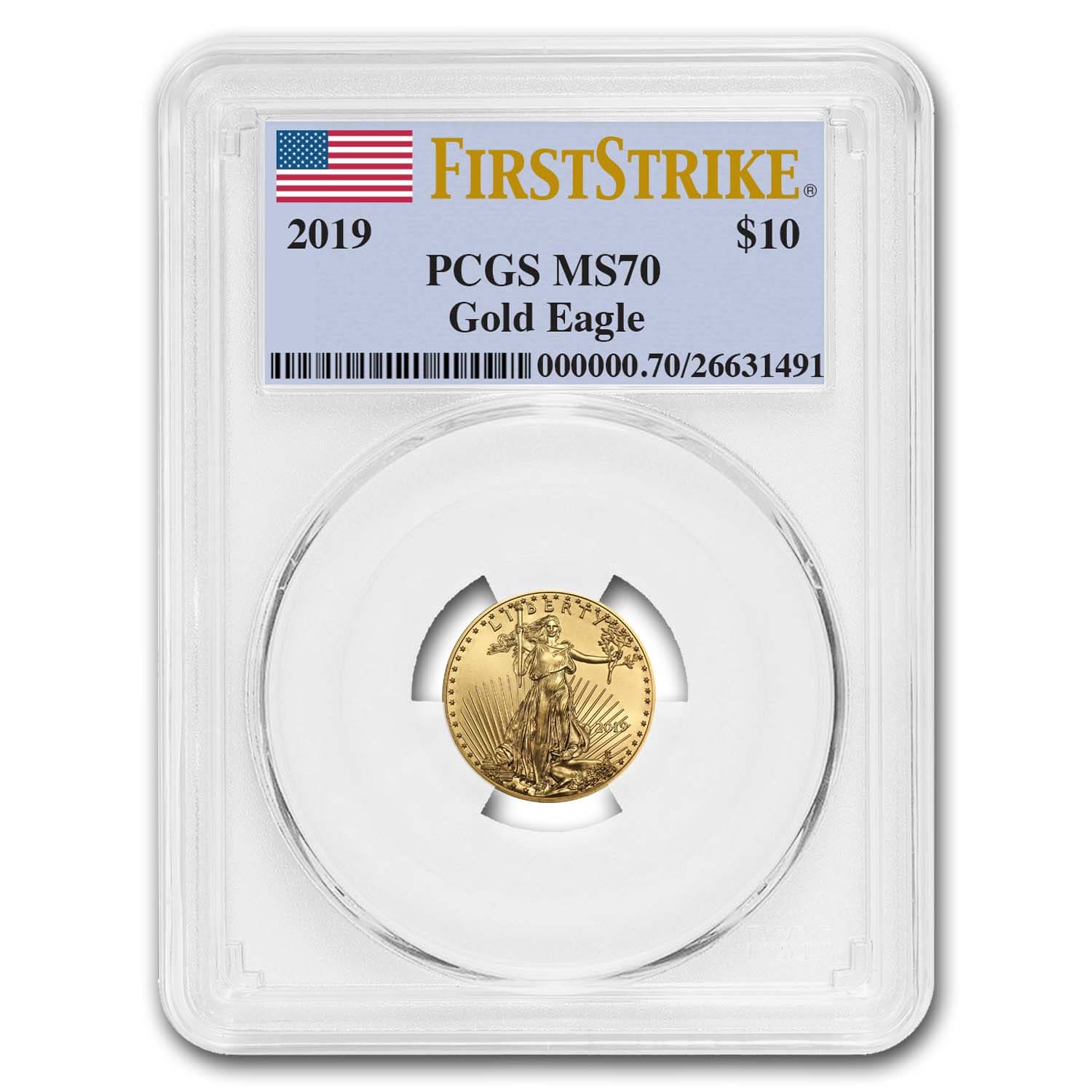 2019 1/4 oz American Gold Eagle MS-70 PCGS (FirstStrike®)