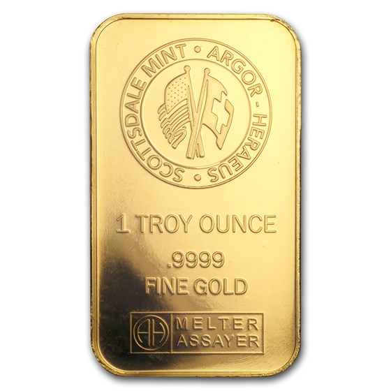1 oz Gold Bar - Scottsdale Mint Certi-Lock® (Marquee, In Assay)