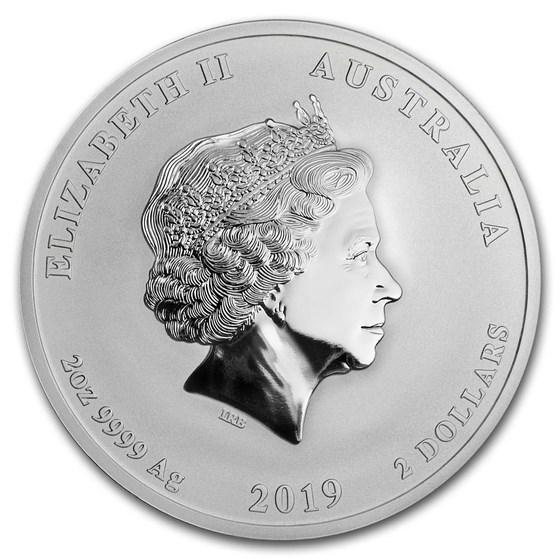 2019 Australia 2 oz Silver Lunar Pig BU