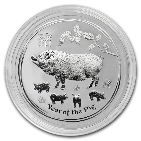 2019 Australia 2 oz Silver Lunar Pig BU