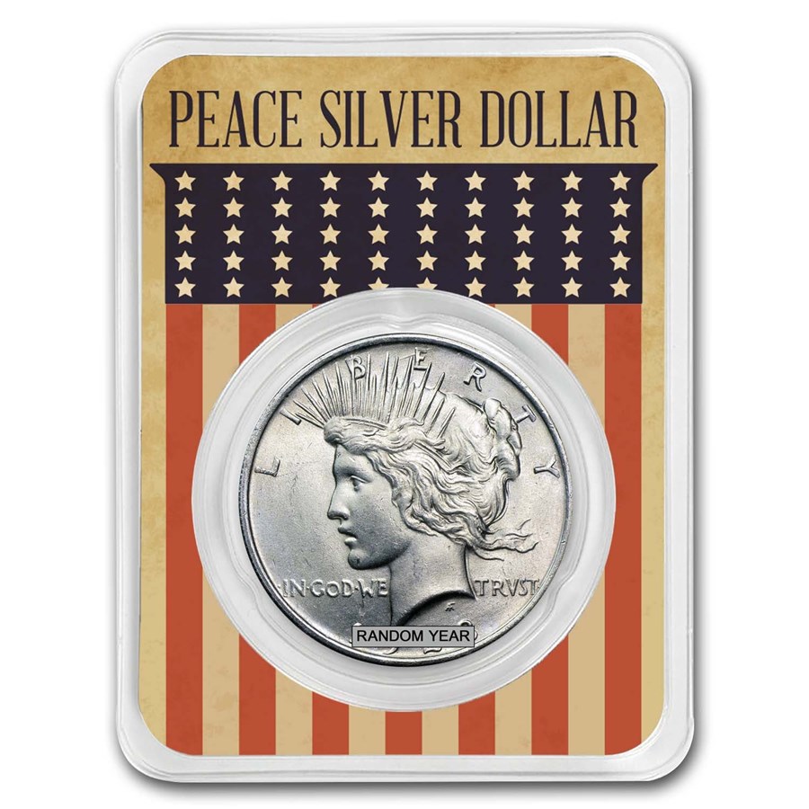 1922-1925 Peace Silver Dollar BU- w/Flag Card