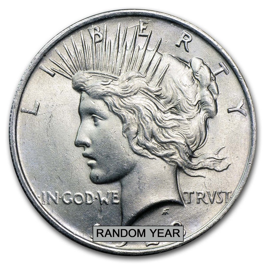 1922-1925 Peace Silver Dollar BU- w/Flag Card