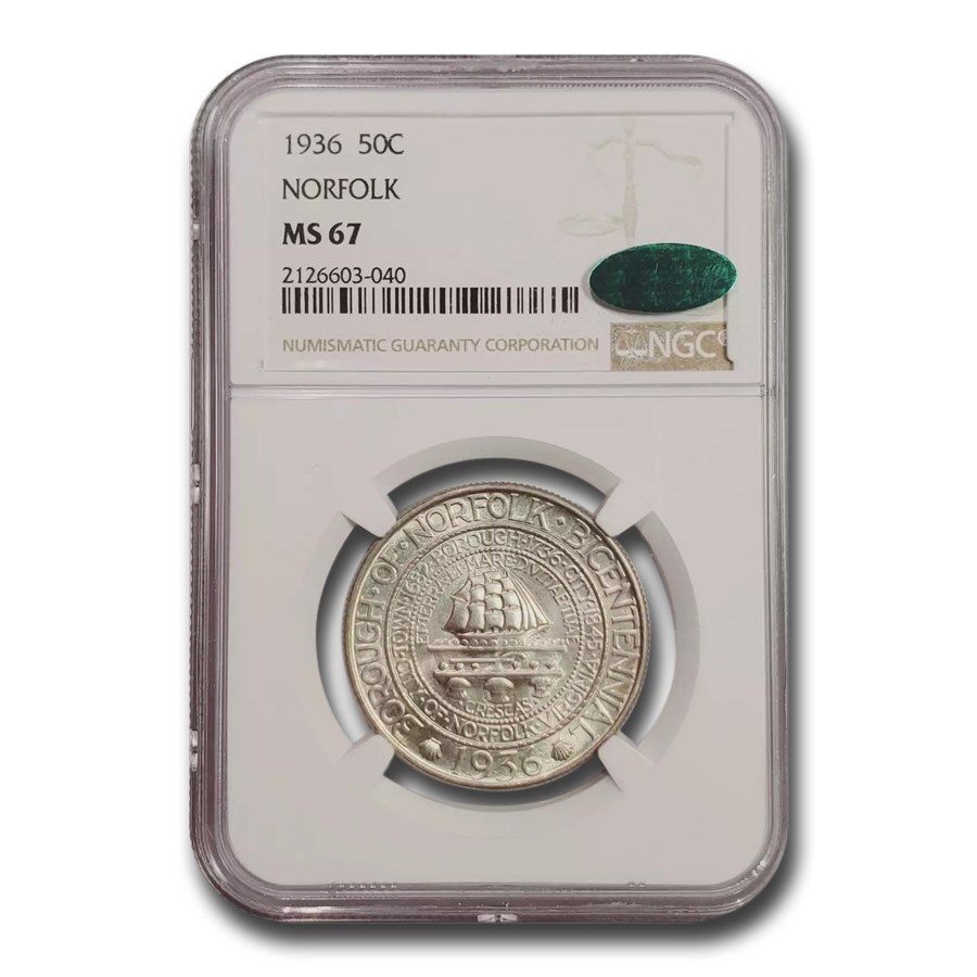1936 Norfolk Half Dollar Commem MS-67 NGC CAC