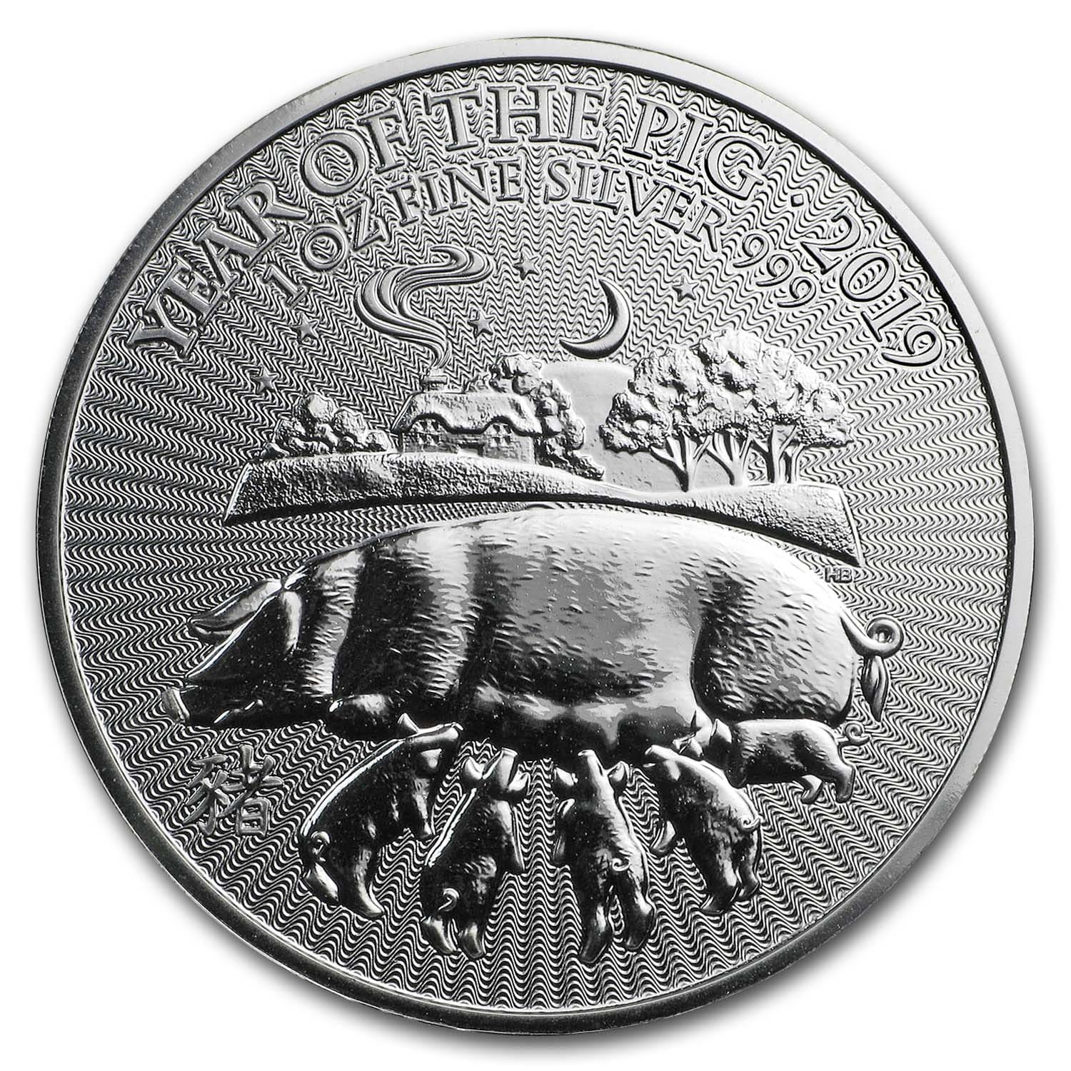 2019 Great Britain 1 oz Silver Year of the Pig BU