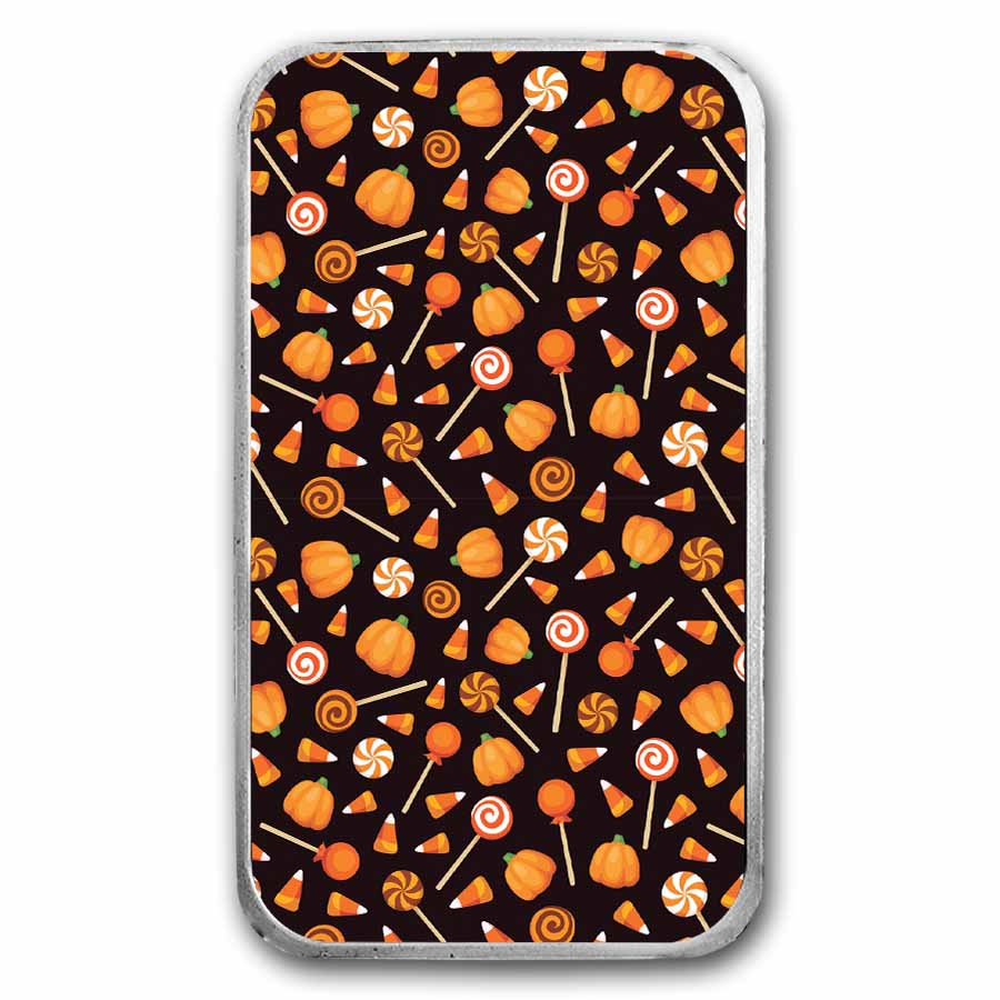 1 oz Silver Colorized Bar - APMEX (Halloween Treats Collage)