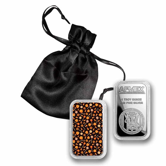 1 oz Silver Colorized Bar - APMEX (Halloween Treats Collage)