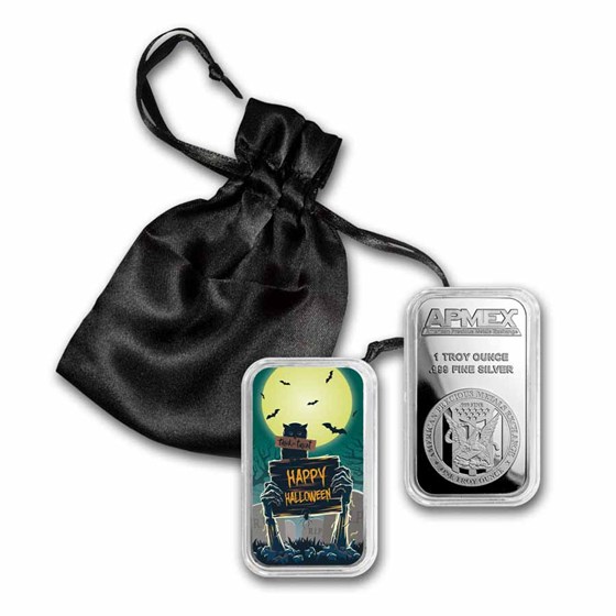 1 oz Silver Colorized Bar - APMEX (Trick or Treat "Graveyard")