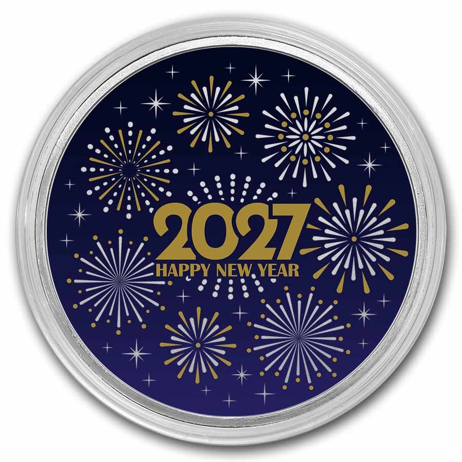 1 oz Silver Colorized Round - APMEX (2027 - Happy New Year)