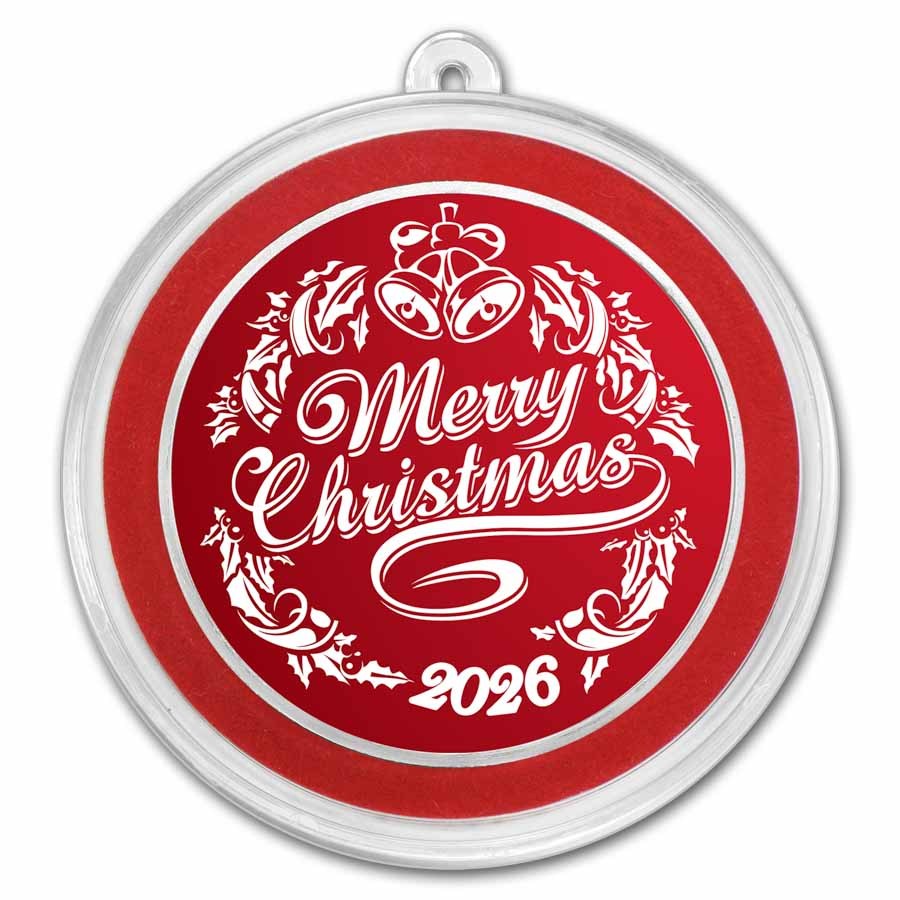 2026 1 oz Silver Colorized Round - Rosy Red Merry Christmas