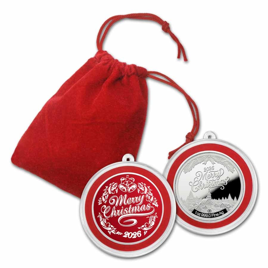 2026 1 oz Silver Colorized Round - Rosy Red Merry Christmas
