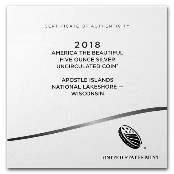 2018-P 5 oz Silver ATB Apostle Islands (w/Box &amp; COA)