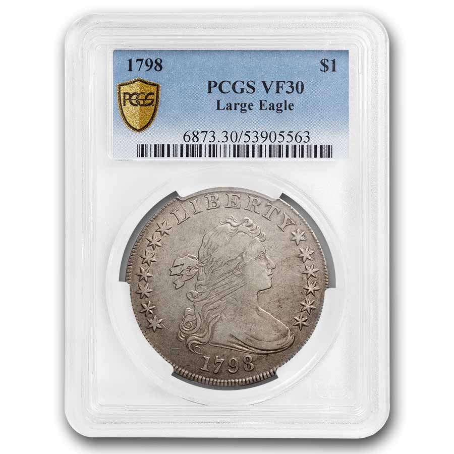 1798 Draped Bust Dollar Heraldic Eagle VF-30 PCGS