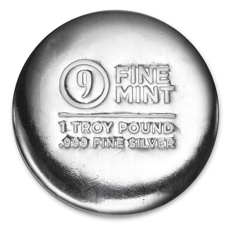 1 Troy Pound Cast-Poured Silver Round - 9Fine Mint