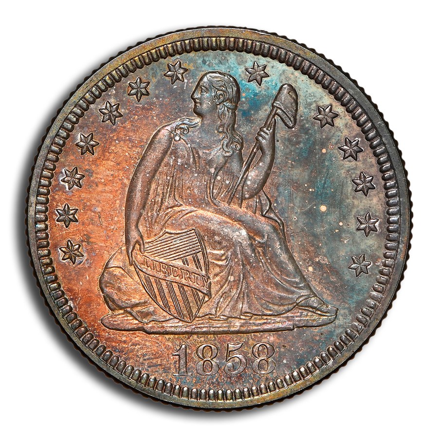 1858 Liberty Seated Silver Quarter PF-66 Cameo NGC