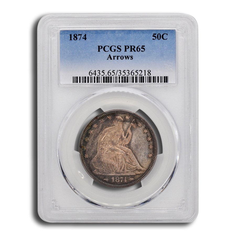 1874 Liberty Seated Half Dollar PR-65 PCGS (Arrows)