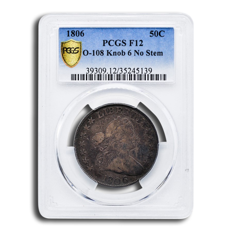 1806 Bust Half Dollar Fine-12 PCGS (O-108, Knob 6 No Stem)