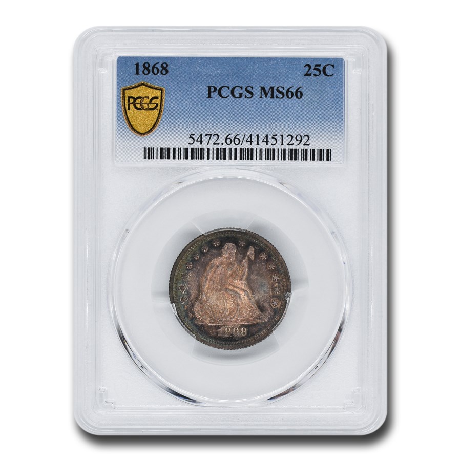1868 Liberty Seated Quarter MS-66 PCGS