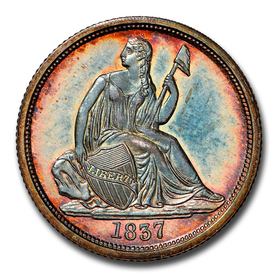 1837 Liberty Seated Dime PF-65 NGC (Large Date)