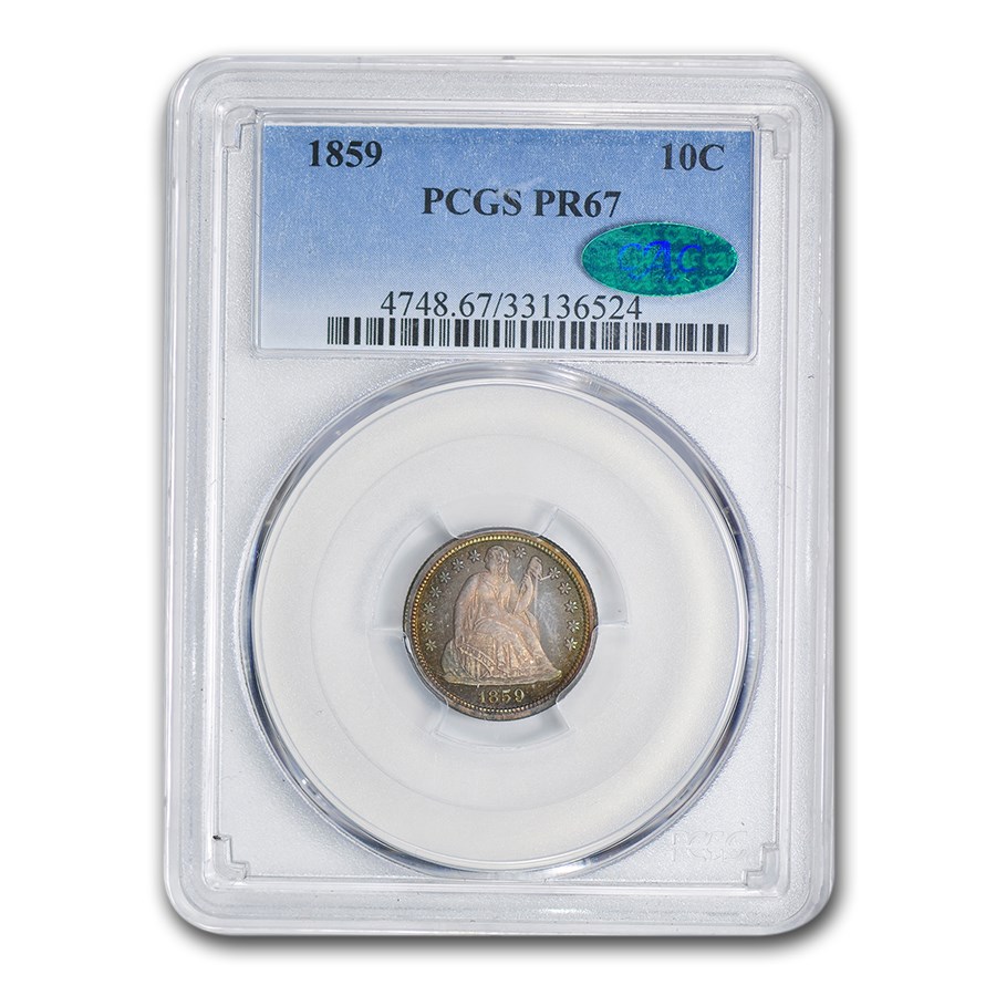 1859 Liberty Seated Dime PR-67 PCGS CAC