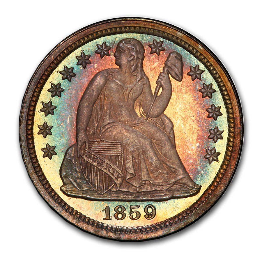 1859 Liberty Seated Dime PR-67 PCGS CAC