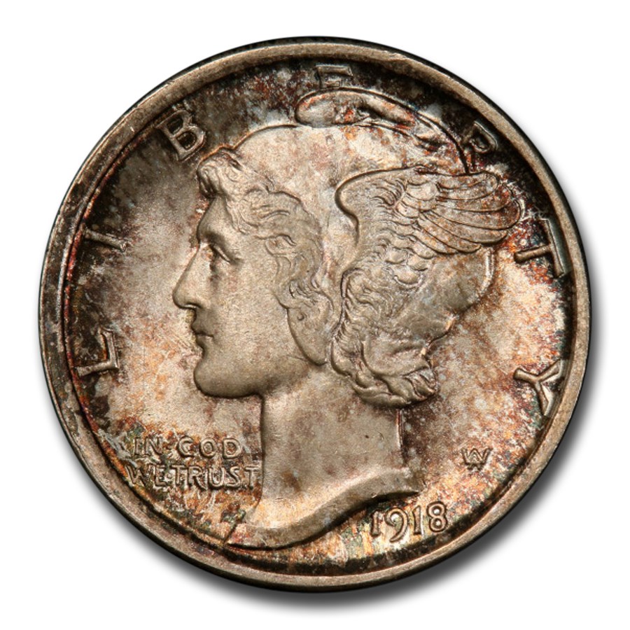 1918-D Mercury Dime MS-66 PCGS (FB)
