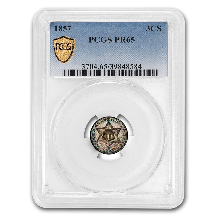 1857 Three Cent Silver PR-65 PCGS