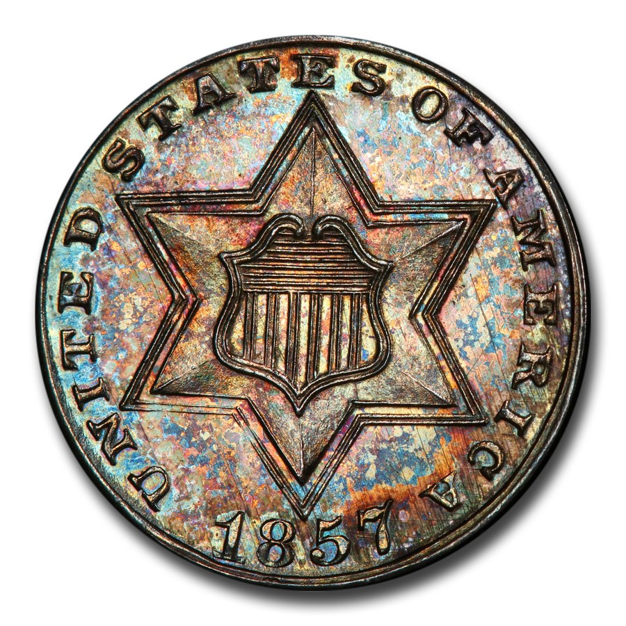 1857 Three Cent Silver PR-65 PCGS