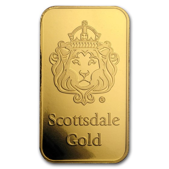 1 oz Gold Bar - Scottsdale Mint Certi-Lock® (Lion, Black Assay)