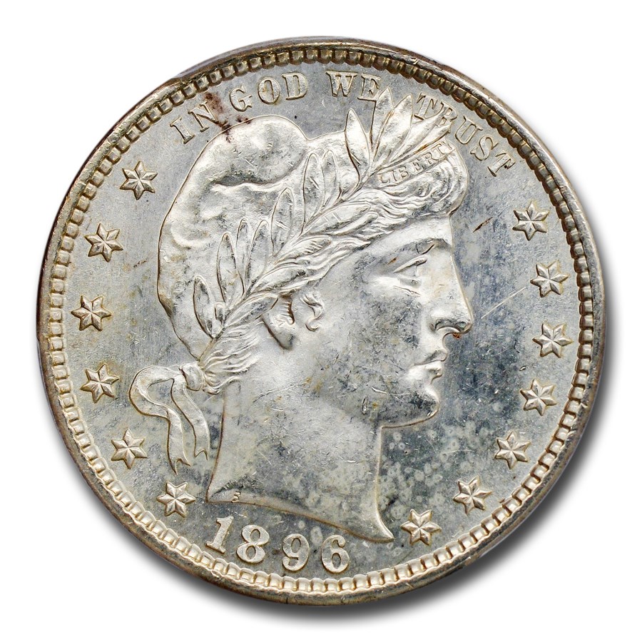 1896-S Barber Quarter MS-64 PCGS
