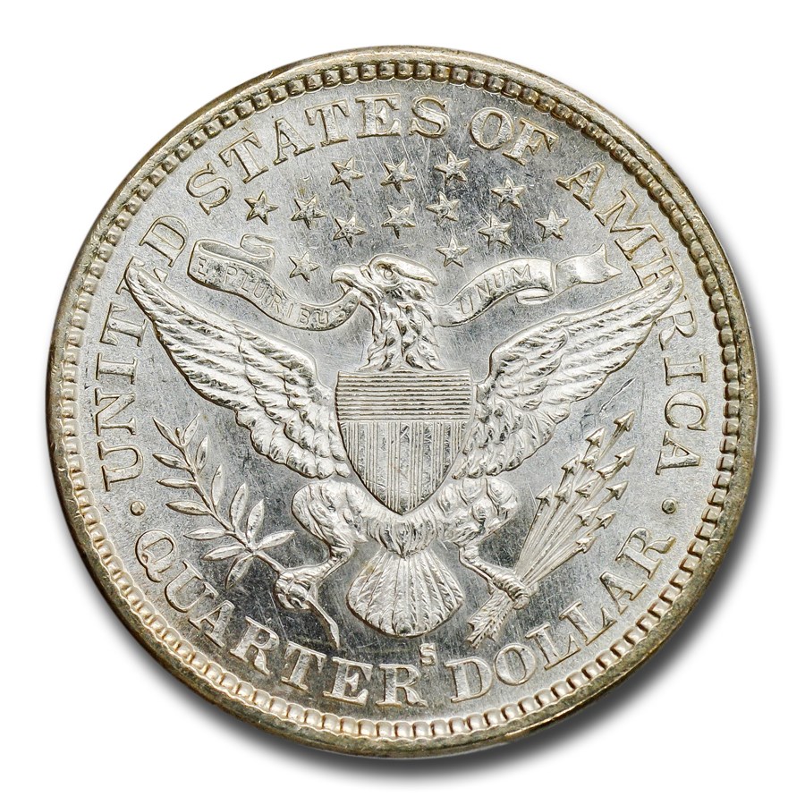 1896-S Barber Quarter MS-64 PCGS