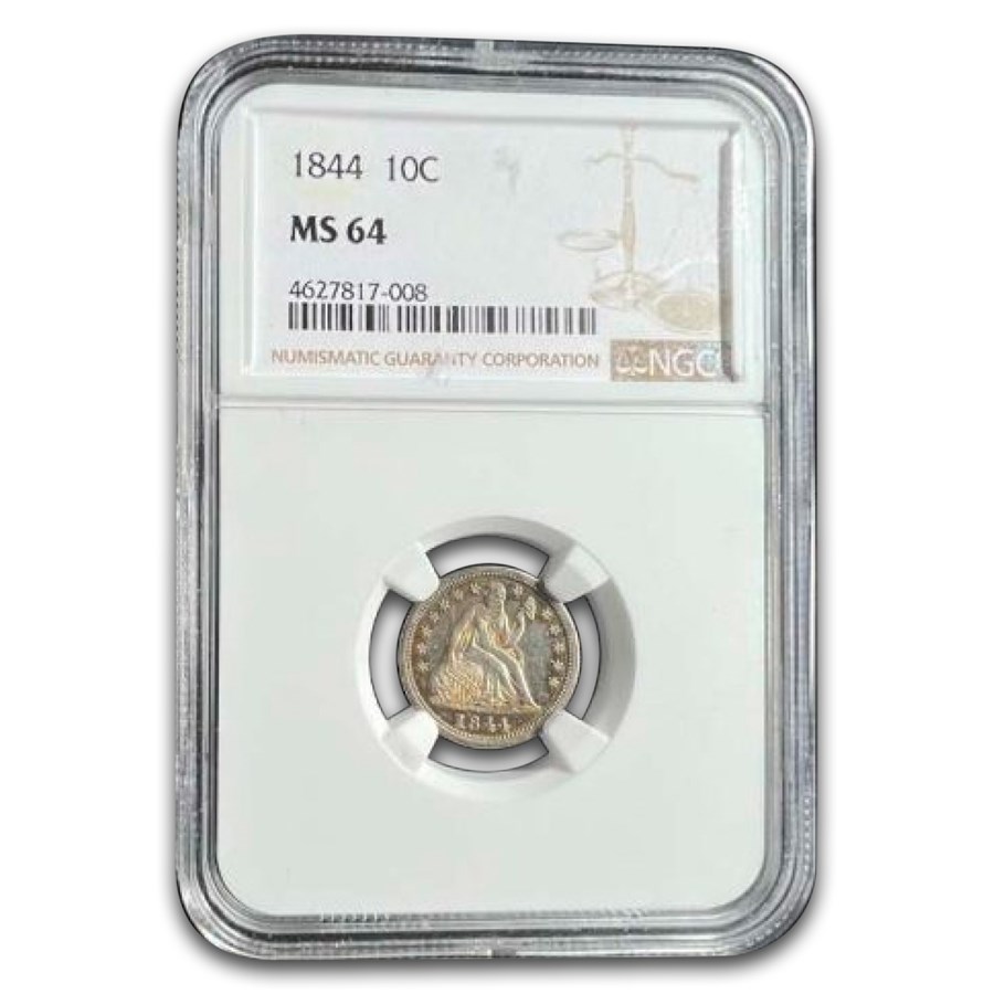 1844 Liberty Seated Dime MS-64 NGC