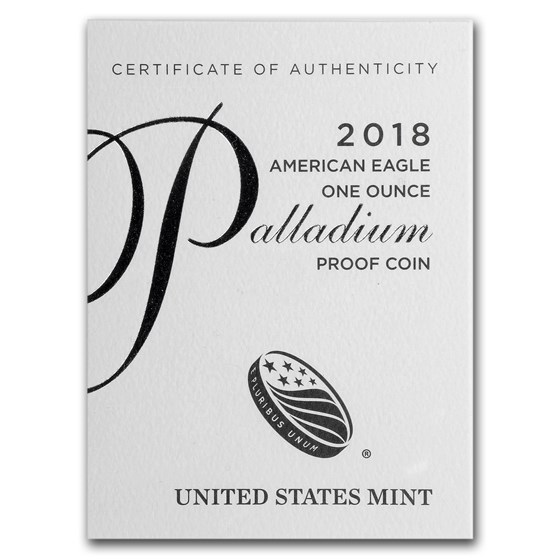 OGP Box &amp; COA - 2018-W 1 oz PF Palladium American Eagle (Empty)