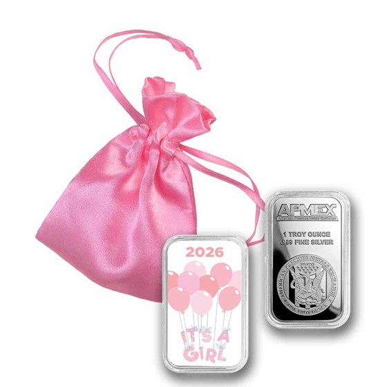 2026 1 oz Silver Colorized Bar - APMEX (It's A Girl, Balloons)