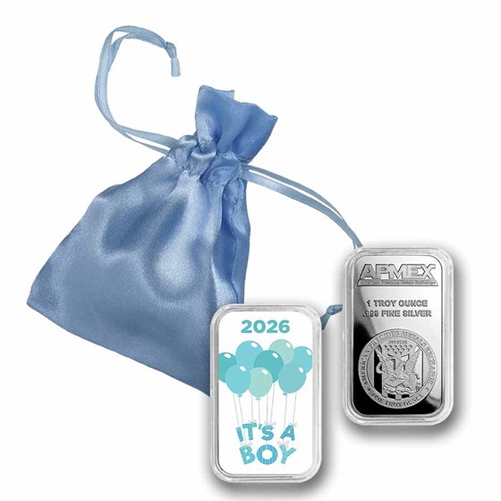 2026 1 oz Silver Colorized Bar - APMEX (It's A Boy, Balloons)