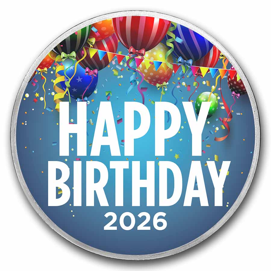 2026 1 oz Silver Colorized Round - APMEX (Birthday Balloons)