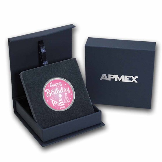 2026 1 oz Silver Colorized Round - APMEX (Happy Birthday Pink)