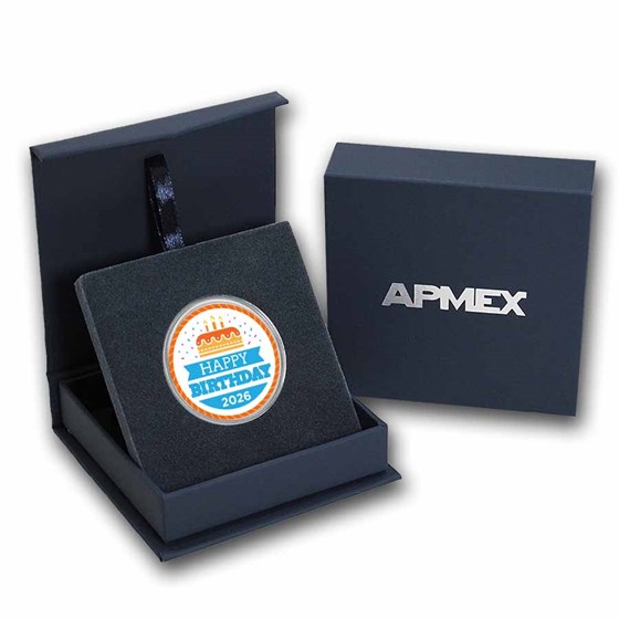 2026 1 oz Silver Colorized Round - APMEX (Birthday Cake)