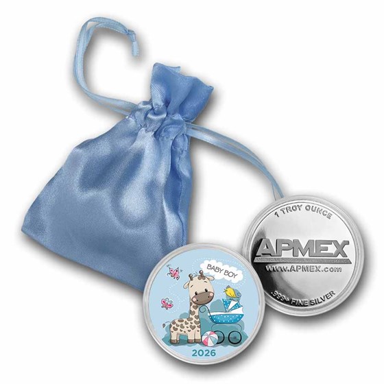 2026 1 oz Silver Colorized Round - APMEX (Baby Boy Giraffe)