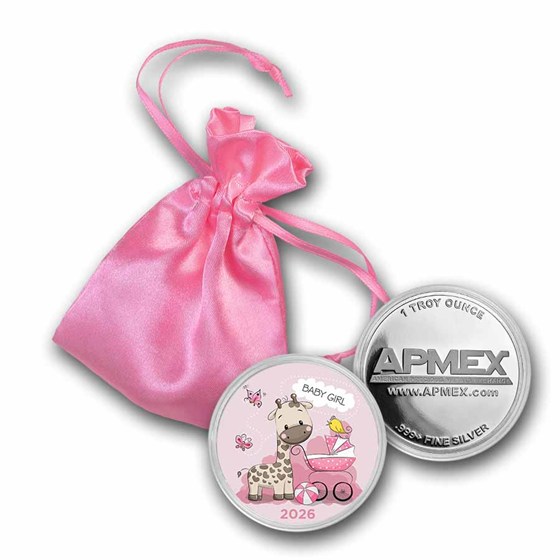 2026 1 oz Silver Colorized Round - APMEX (Baby Girl Giraffe)