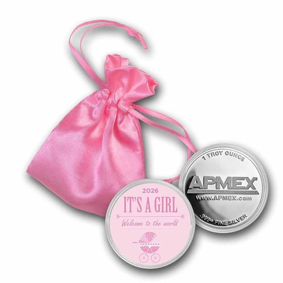 2026 1 oz Silver Colorized Round - APMEX (It's A Girl, Stroller)