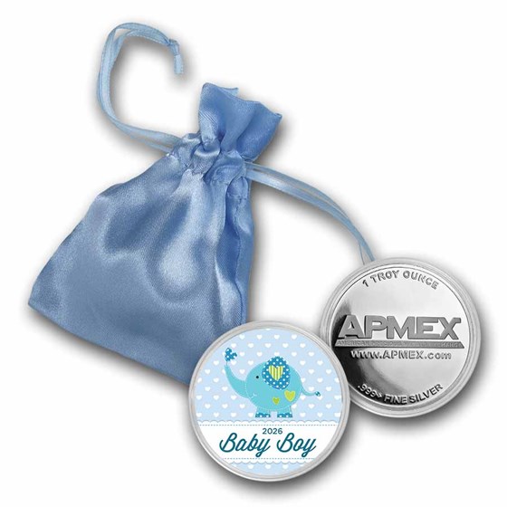 1 oz Silver Colorized Round - APMEX (2026 Baby Boy, Elephant)
