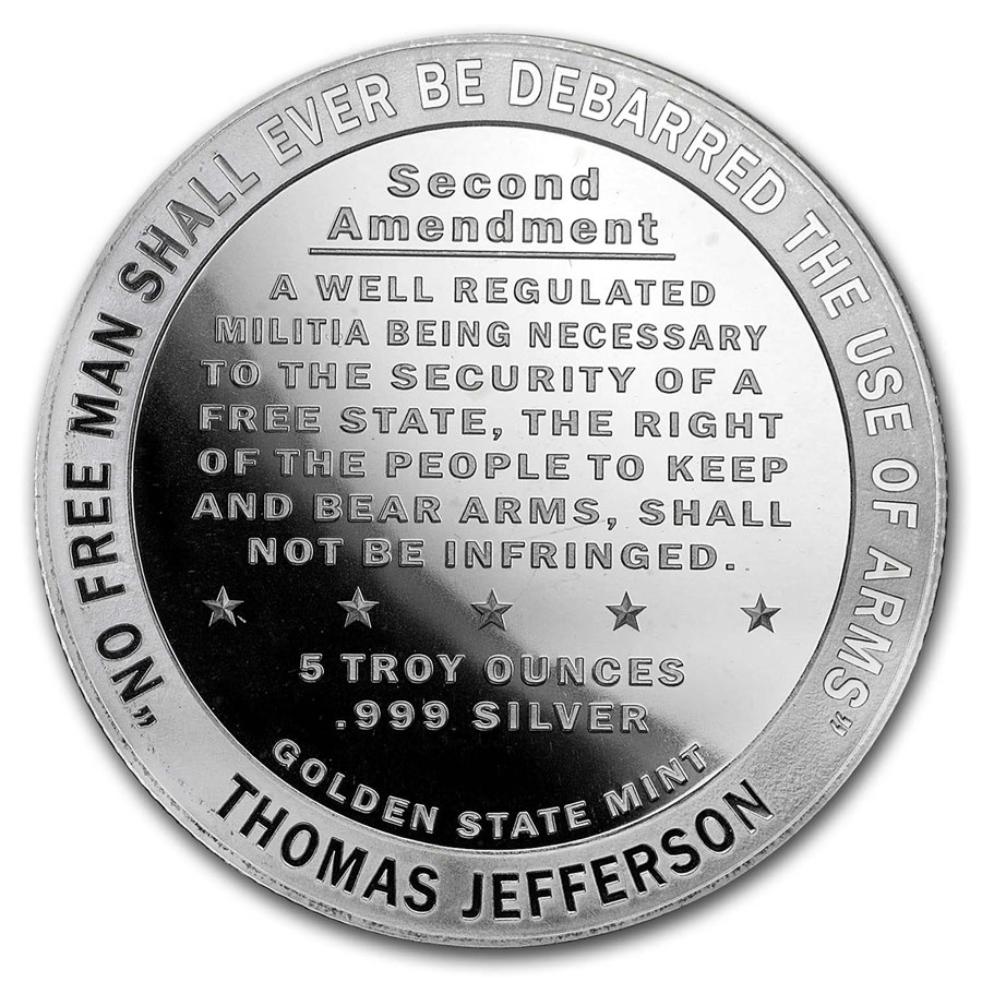 5 oz Silver Round - Second Amendment (Right to Bear Arms)