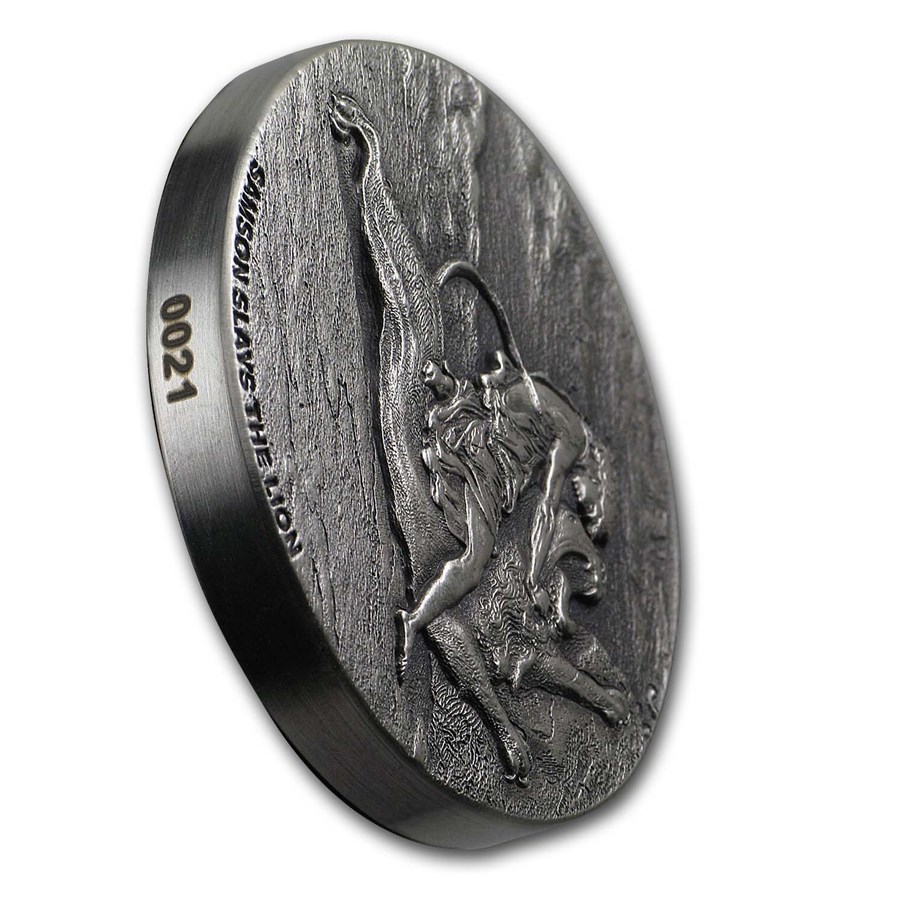 2019 2 oz Silver Coin - Biblical Series (Samson Slays the Lion)