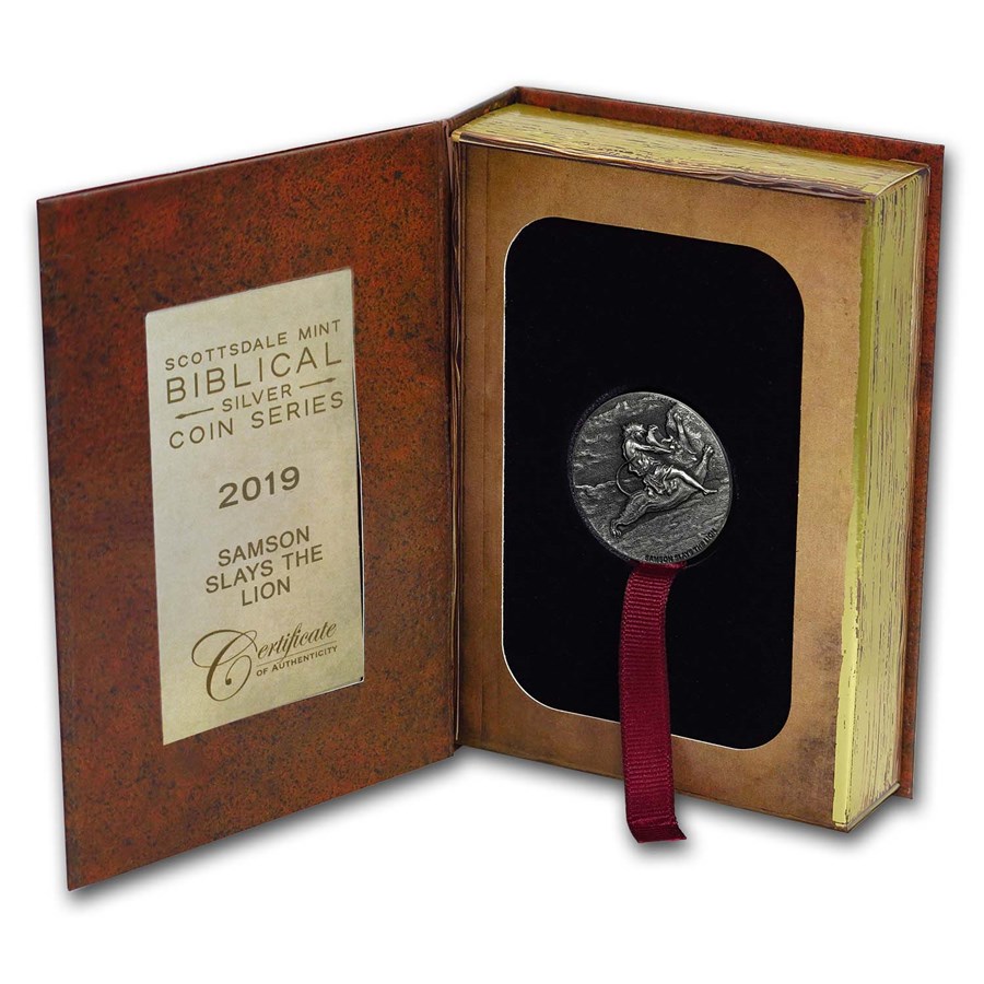 2019 2 oz Silver Coin - Biblical Series (Samson Slays the Lion)