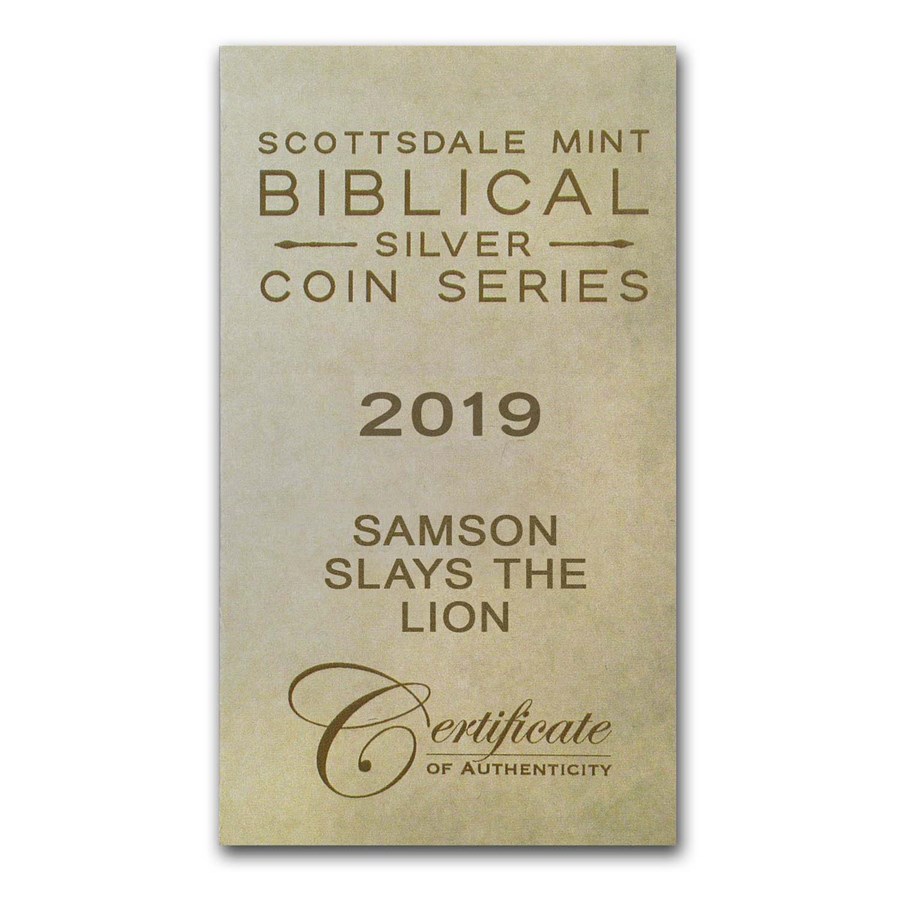 2019 2 oz Silver Coin - Biblical Series (Samson Slays the Lion)
