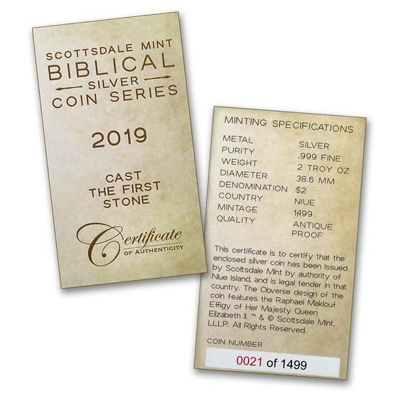2019 2 oz Silver Coin - Biblical Series (Cast the First Stone)